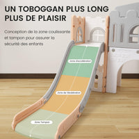 Garvee Scivolo per bambini 8 in 1 con struttura per arrampicata, telescopio, canestro da basket, tunnel per bambini da 1 a 3 anni, stabile, ecologico, colorato