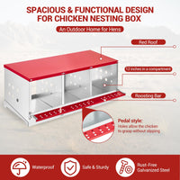 Nido per polli in metallo Garvee con ventilazione e barra oscillante, 3 scomparti, acciaio zincato, antiruggine, salvaspazio, facile da pulire, per polli e anatre