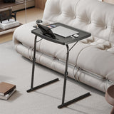 Garvee Scrivania Pieghevole Regolabile 56x43 cm Metallo Resistente Portabicchieri Supporto Tablet Multiuso Casa Ufficio Nero