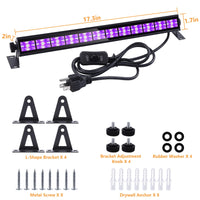 Garvee UV Blacklight 2-Pack 36W 12 LED Blacklight Bar Lampada 390-400nm Lunghezze d'onda UVA Cavo da 1,5M per Halloween Body Painting Decorazione per feste sul palco