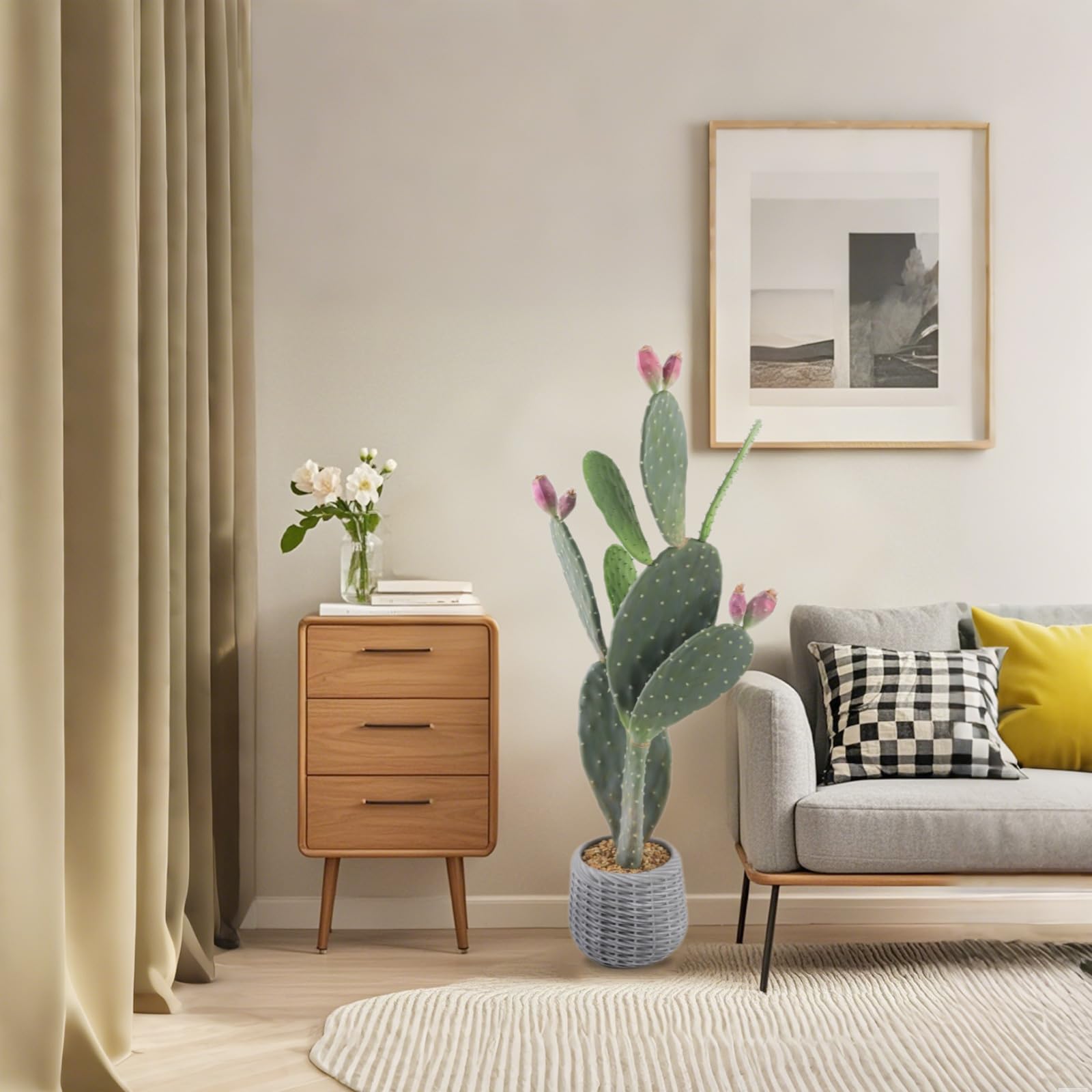Cactus artificiale Garvee da 42 pollici, materiale EVA, facile da pulire, vaso in PP con riempimento in cemento, decorazione per interni/esterni, verde realistico