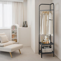 Appendiabiti angolare Garvee, in metallo, nero, per corridoio, soggiorno, ufficio, moderno, antiruggine, 2 ripiani, 1 asta