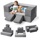 Garvee Divano Modulare per Bambini 6 Pezzi in Tessuto Microvelluto Grigio Scuro, Schiuma Alta Densità, Copertura Rimovibile, Perfetto per Camerette e Sale Giochi - Dark Grey