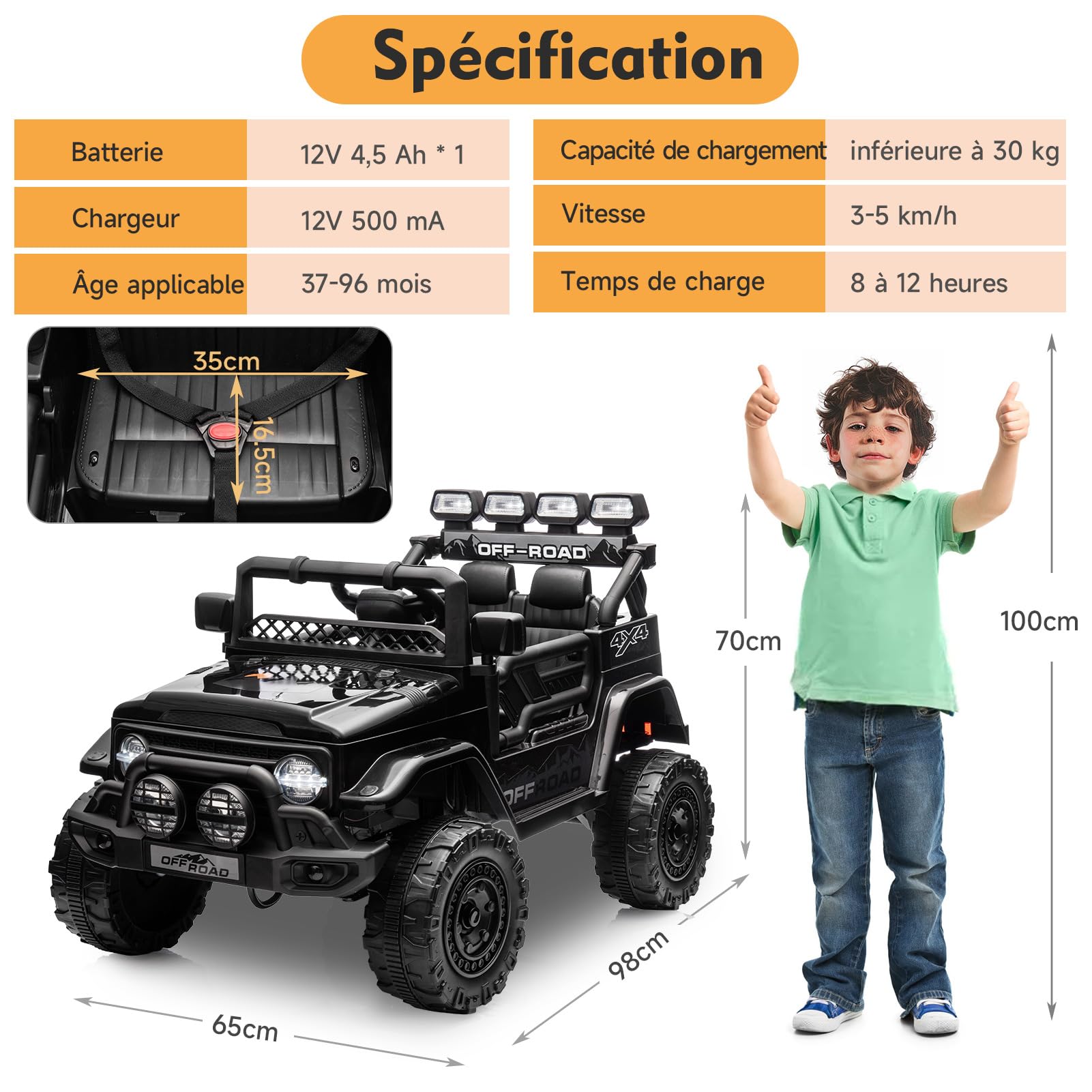 Garvee 12V Auto elettrica per bambini nera con LED e funzione Bluetooth per feste di compleanno, parchi e campi da gioco