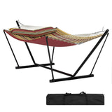Garvee Amaca Da Esterno Per 2 Persone Con Supporto Regolabile, Portatile, Acciaio Robusto, Patio E Giardino, Spaziosa, Blu - Burgundy Brown Stripes