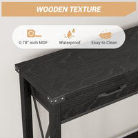 Consolle Garvee con 2 cassetti, tavolino da divano in stile rustico, ripiano portaoggetti in legno, nero, per soggiorno e corridoio