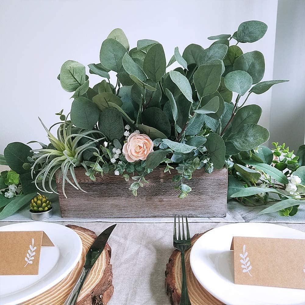 Garvee 6 pezzi di rami e foglie di eucalipto artificiali verdi per decorazioni di matrimoni, feste, decorazioni per la tavola di casa, giardino, 29 cm