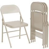 Sedie pieghevoli in acciaio Garvee con schienale, set da 4, beige, per ufficio e uso esterno, capacità di carico fino a 350 libbre, pieghevoli - beige