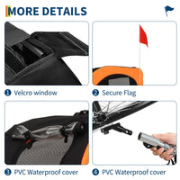 Garvee Rimorchio per cani Rimorchio per bicicletta Fino a 40 kg con bandiera Tela Oxford 600D resistente alle intemperie Per cani di grossa taglia 22-28 pollici Arancione