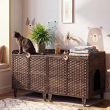 Garvee Mobile In Rattan Doppia Lettiera Per 2 Gatti Con Telaio In Metallo E Ganci Per Soggiorno Camera Naturale Marrone - Brown