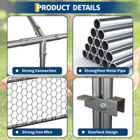 Pollaio Garvee Large 160 x 40 x 40 pollici con 4 porte, resistente alle intemperie, tubo in acciaio zincato, recinzione metallica sicura per polli e conigli, robusta e resistente alle intemperie