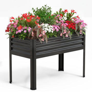 Aiuola rialzata Garvee grande con gambe, in acciaio zincato, capacità di carico di 400 libbre, altezza ergonomica di 32 pollici, marrone, per giardino e balcone