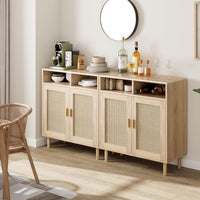 Credenza moderna in rattan Garvee da 36" - Intrecciata a mano, antiribaltamento, con ripiano regolabile, mobile da cucina e sala da pranzo, multifunzionale, colori naturali