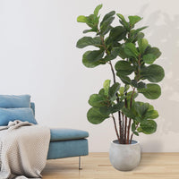 Albero di fico artificiale Garvee a foglia di violino, 4,9 piedi, con 102 foglie, per decorazioni per la casa e l'ufficio, verde, resistente alle intemperie