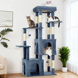 Garvee Tiragraffi per Gatti Multi-Livello 155 cm per Maine Coon e Gatti Grandi, 2 Condo Spaziosi, Sisal Resistenti, Giochi, Blu Chiaro, Interni - Azzurro chiaro