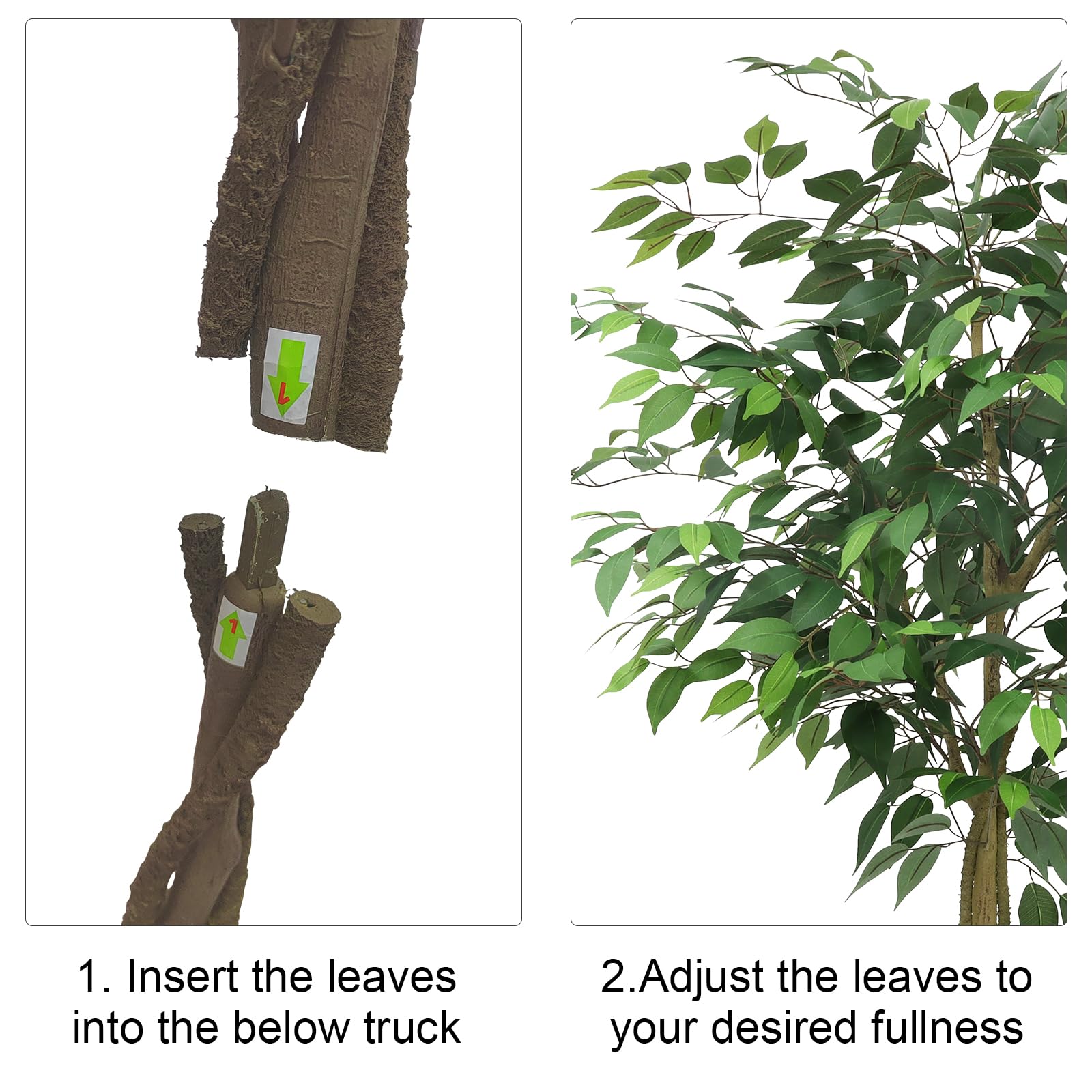 Albero di ficus artificiale Garvee da 7 piedi con tronco e foglie realistici, base in cemento, per uso interno ed esterno, verde