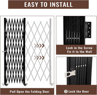 Cancello di sicurezza pieghevole doppio Garvee 61"x122" in acciaio con rulli a 360° per cortili e garage Robusto e flessibile