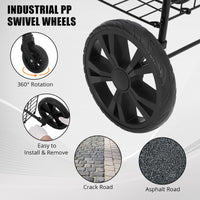 Carrello della spesa pieghevole Garvee, capacità 110 libbre, ruote girevoli a 360°, cestino da 22 galloni, acciaio legato, leggero, per la spesa e i picnic, pieghevole, grigio