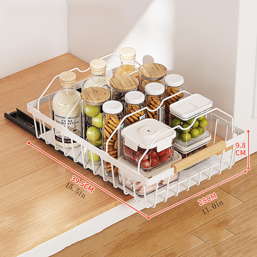 Garvee Extra Cabinet Organizer, Cassettiera robusta, Non necessita di foratura, Ripiano da cucina pieghevole in metallo, Salvaspazio per la dispensa