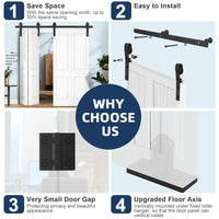 Set di ferramenta per porte scorrevoli pieghevoli Garvee da 52" per 4 porte, acciaio resistente, silenzioso e scorrevole, salvaspazio, porte da 12", nero, soggiorno e sala da pranzo