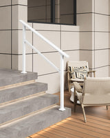 Garvee Corrimano per Scale Esterne 2 Gradini Regolabile Supporto 227 kg Ferro Battuto Bianco per Veranda - Bianco