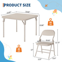 Set tavolo e sedie pieghevoli per bambini Garvee da 3 pezzi, pieghevole, sicuro, in similpelle, antiruggine, per sala giochi e asilo