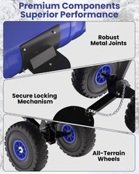 Pala da neve Garvee con ruote, lama in acciaio da 29", regolabile in 5 posizioni, impugnatura ergonomica per la rimozione della neve in cortile e vialetto, base in plastica, ruote in gomma