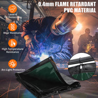 Schermo Saldatura Garvee 3 Pannelli 6x6 Piedi per Festa del Papà - Telaio Acciaio PVC Trasparente Ignifugo Verde Portatile per Officine Garage