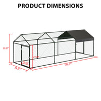 Pollaio Garvee grande 120x40x40 con 3 scomparti, resistente alle intemperie, struttura in acciaio robusto, protezione sicura per polli e conigli, nero