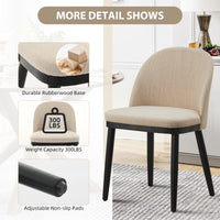 Sedie da pranzo imbottite Garvee, set da 2, beige, moderne, cuscini spessi, gambe in legno, schienale ergonomico, per cucina e bar