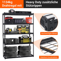 Scaffalatura metallica Garvee, resistente, 5 ripiani regolabili, robusta, 122x46x183 cm, officina/garage