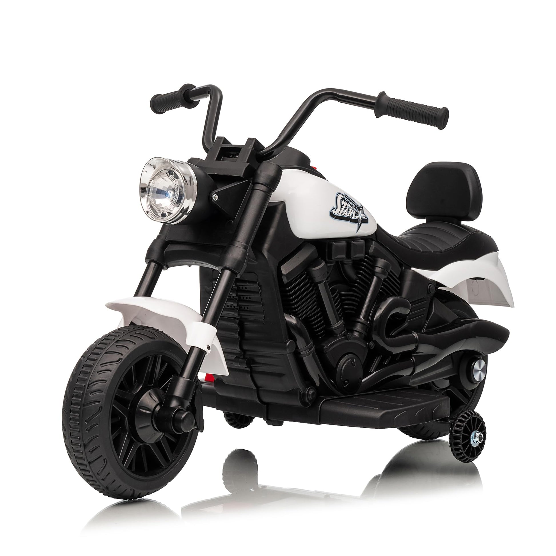Moto elettrica Garvee 6V bianca con avviamento graduale e sospensioni: la prima moto elettrica per bambini dai 2 anni per passeggiate sicure in giardino