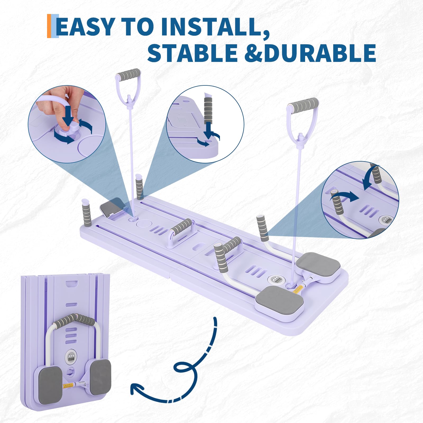 Garvee Pilates Reformer Board portatile multifunzionale pieghevole da 400 libbre in polipropilene compatto per l'allenamento a casa