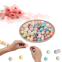 Garvee 100 pezzi di perline in silicone da 15 mm rotonde colorate per la creazione di gioielli fai da te, portachiavi, collane, braccialetti