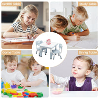 Garvee Set tavolo e 2 sedie per bambini, Graffiti, altezza regolabile, robusto, multifunzionale, per giocare e mangiare