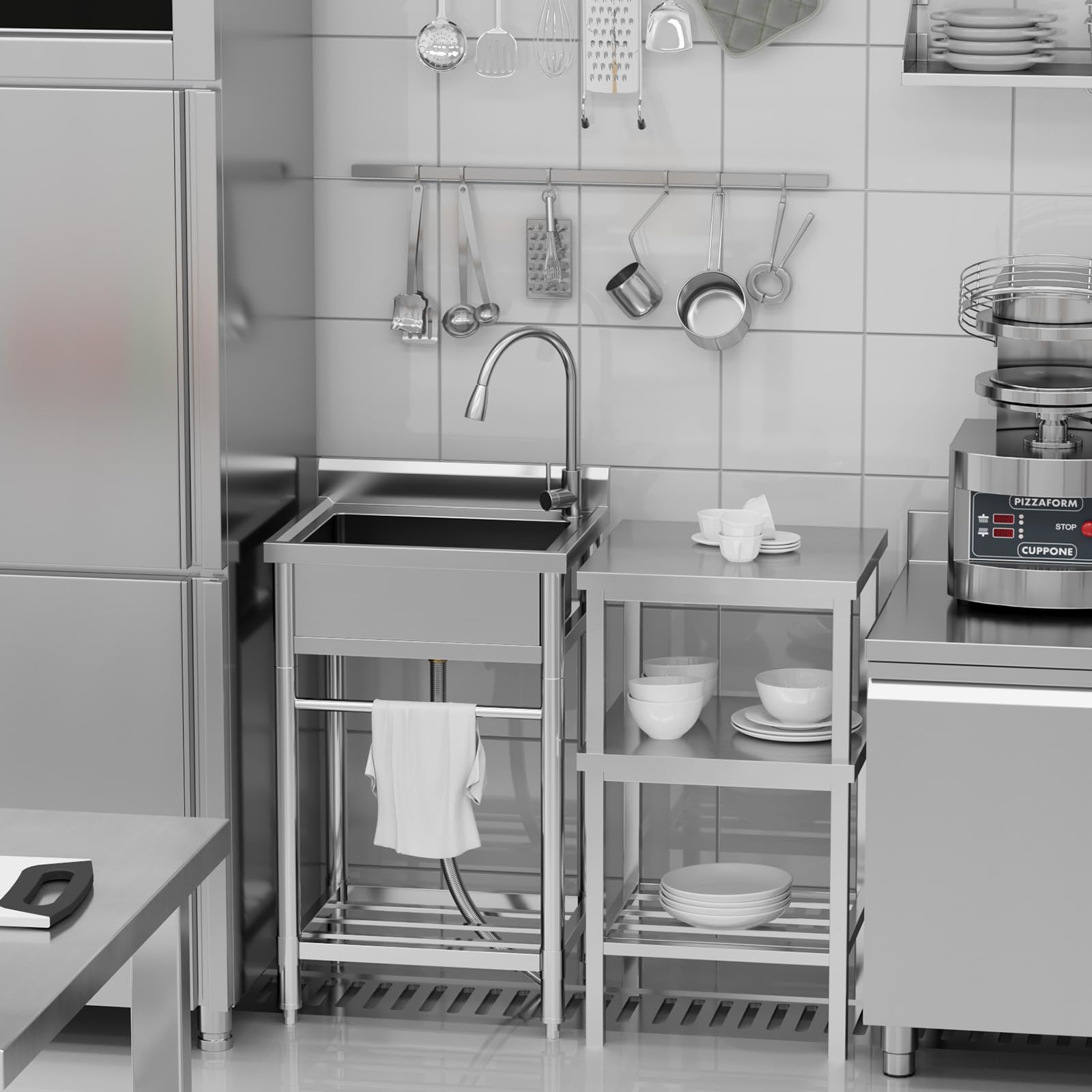 Lavello Garvee in acciaio inox a una vasca 61 x 51 x 104 cm – Vasca robusta per cucina e giardino, versatile e durevole