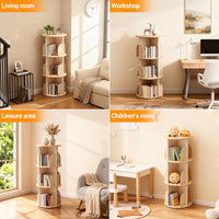 Libreria girevole a 3 ripiani Garvee in legno massello - Scaffale girevole a 360° per bambini e adulti, Ø39 cm, H98 cm, marrone