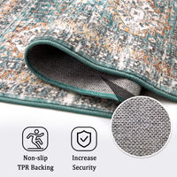 Tappeto antiscivolo lavabile Garvee per soggiorno e camera da letto, 120x170 cm, blu-verde