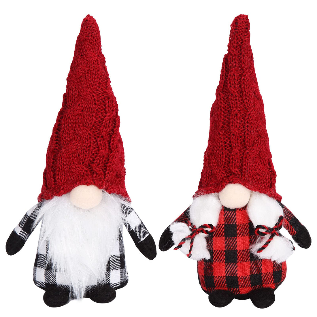 Garvee Decorazione natalizia con elfo, set da 2 pezzi, gnomi Tomte fatti a mano con cappelli rossi per la casa e le feste, 20 cm, rosso