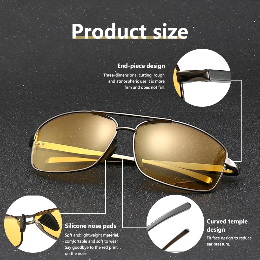 Occhiali da guida notturna polarizzati Garvee per uomo e donna con protezione UV400 dai riflessi per guida, escursionismo, golf, pesca e sport all'aria aperta - Giallo