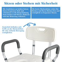 Sedia da doccia Garvee con braccioli e schienale – Sedile da doccia regolabile in altezza per anziani (fino a 158 kg), ausilio per la doccia antiscivolo, leggero e stabile – Bianco, montaggio rapido