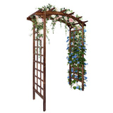Garvee Arco Da Giardino In Legno Massello Di Abete 216 cm - Supporto Piante Rampicanti, Design A Volta, Resistente All'Umidità - Pergola Per Matrimoni E Giardini - Dark Brown