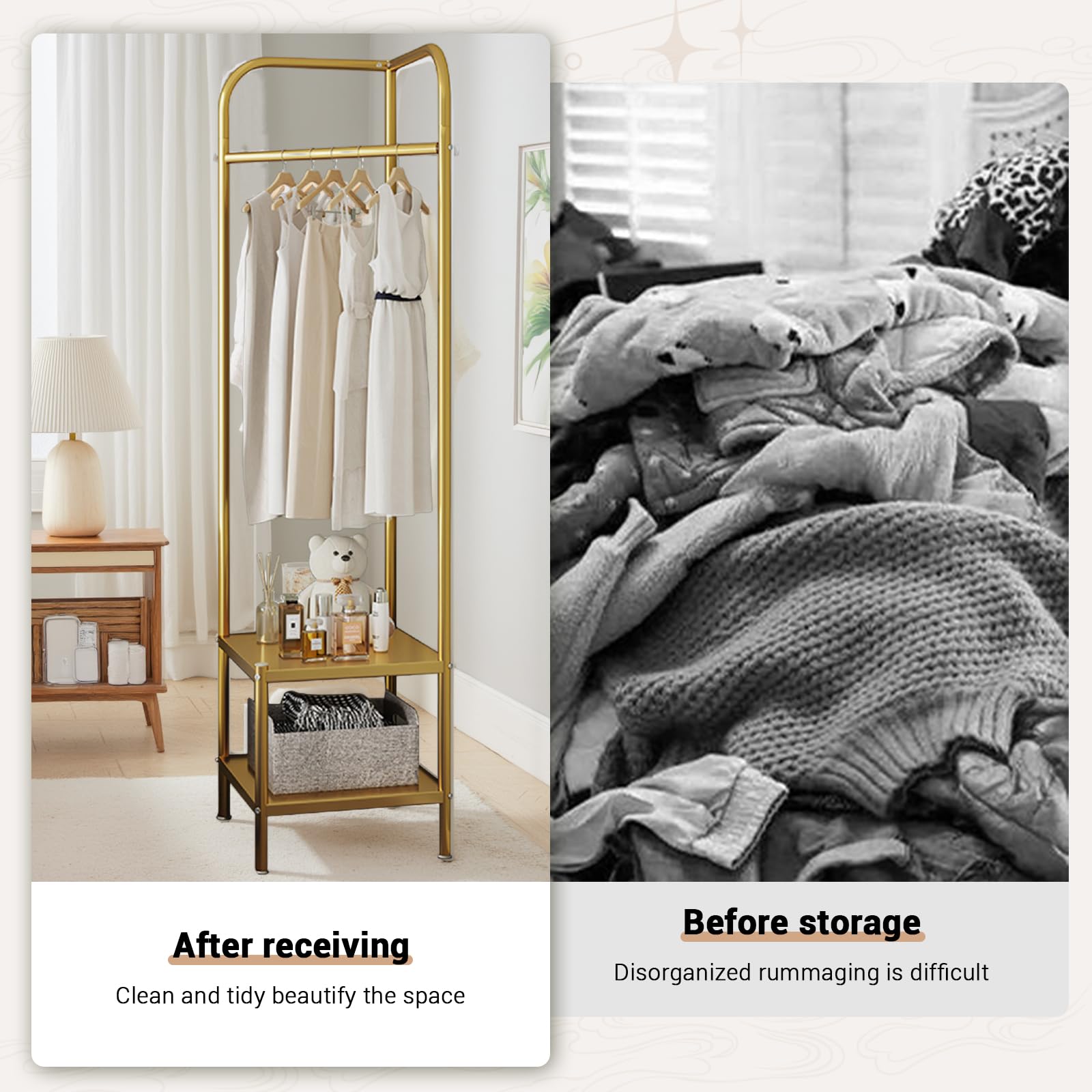 Appendiabiti Angolare Garvee, in metallo con ripiani per corridoio e soggiorno, antiruggine, salvaspazio, design moderno