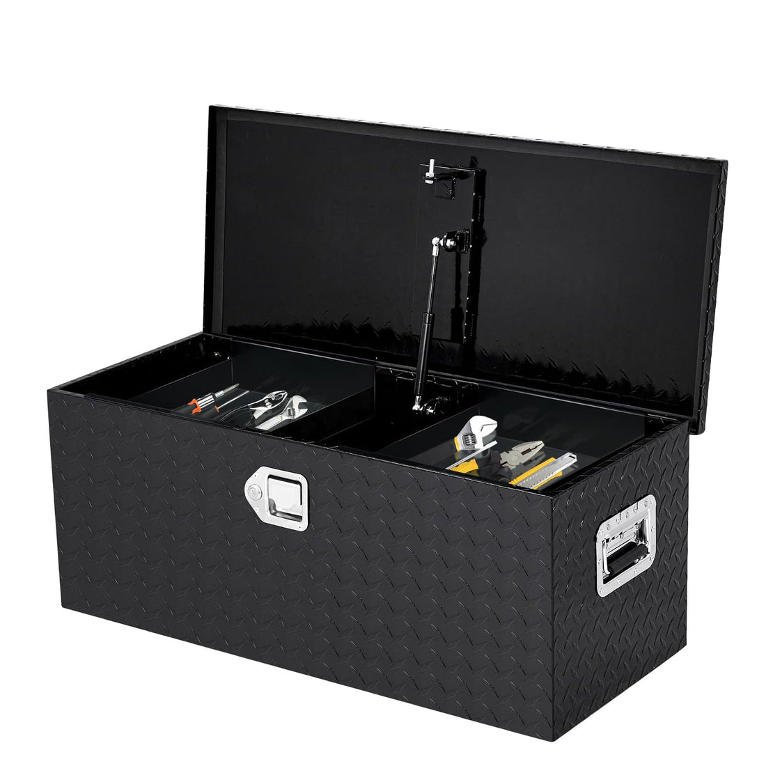 Cassetta portautensili per cassone di camion Garvee da 36 pollici in alluminio mandorlato nero con serratura e chiave per pick-up e rimorchio