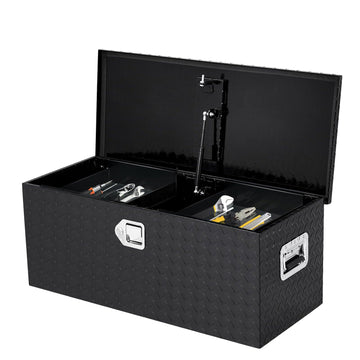 Cassetta portautensili per cassone di camion Garvee da 36 pollici in alluminio mandorlato nero con serratura e chiave per pick-up e rimorchio