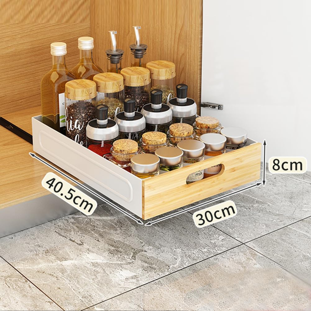 Garvee Cassetto telescopico espandibile estraibile Organizzatore per mobile da cucina Bianco 40,5x30x8 cm