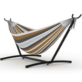 Garvee Amaca Doppia con Supporto in Acciaio Portatile Resistente per Esterni Giardino Capacità 204 kg Colore Variabile - Coffee-Striped