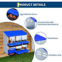 Nido per galline in metallo a 2 livelli Garvee - Con 6 scomparti, tetto impermeabile, base antiscivolo, design scorrevole