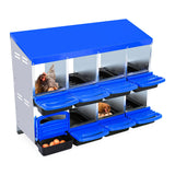 Garvee Scatola Nido per Pollame 8 Fori con Vassoio Raccoglitore Uova Ventilazione Materiale Resistente Design Salvaspazio per Polli e Anatre da Cortile - Blu