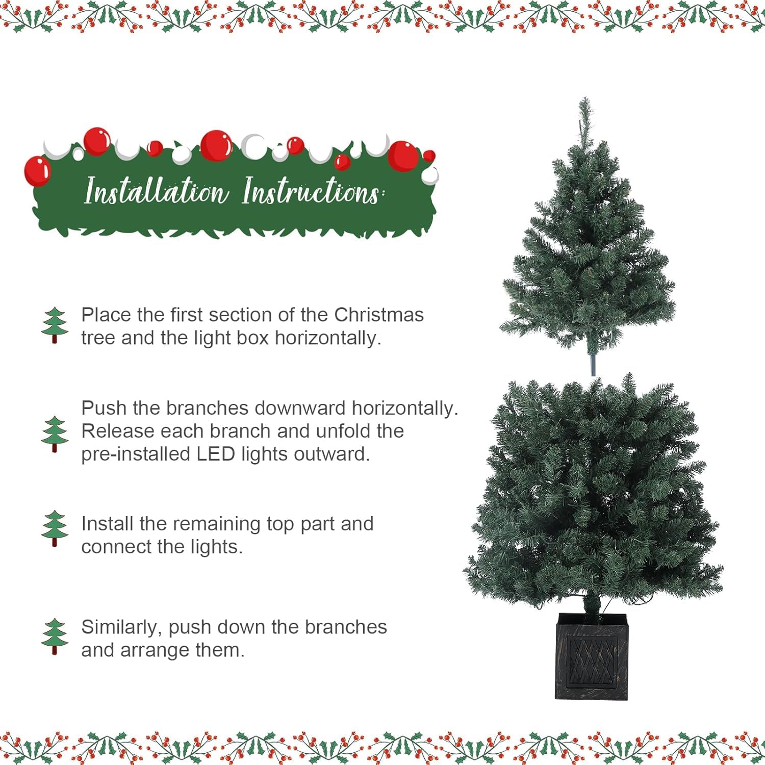 Garvee 145 cm Albero Vintage Cesto di Bambù con 300 LED, 8 Modalità, Spina UE, 2 Pezzi per Cartone per Vendita all'Ingrosso